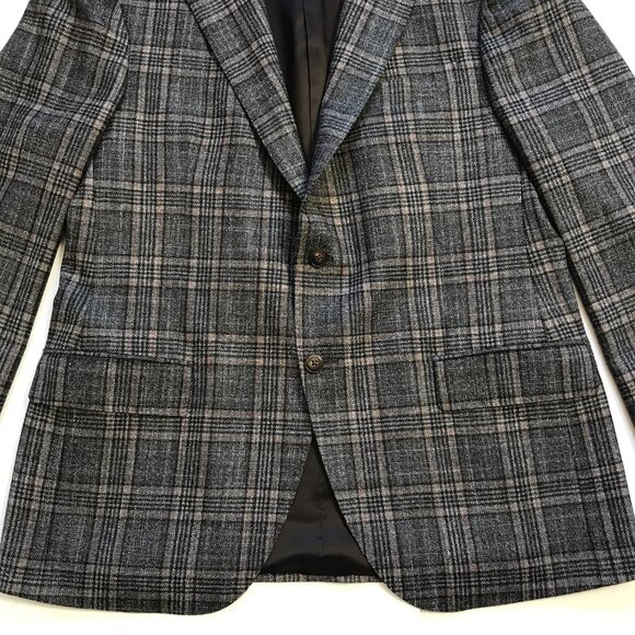 Sartoria Loro Piana Sport Coat Jacket Mens 54 R 44 Gray Plaid Wool Silk Lined - Picture 10 of 14